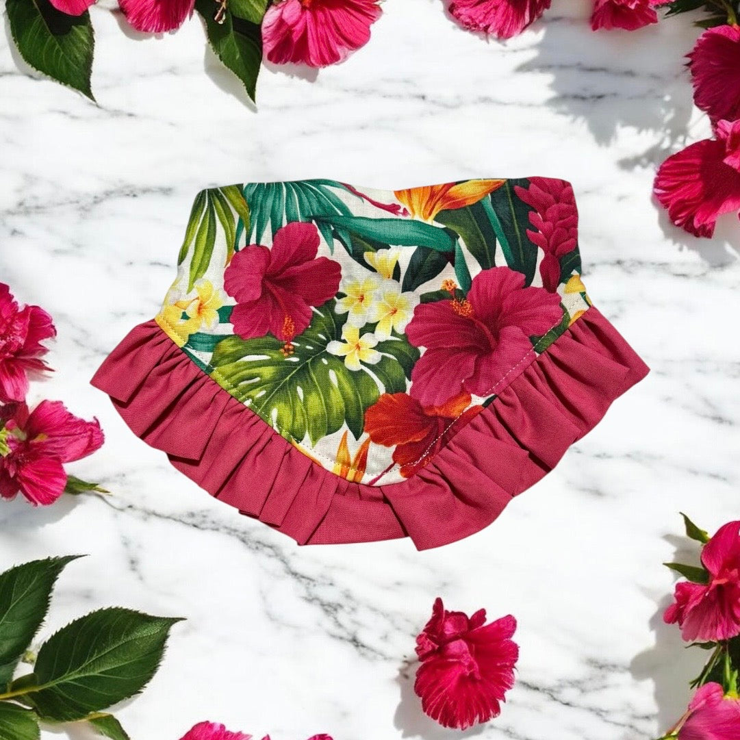 Tropical Hibiscus Ruffle Bandana